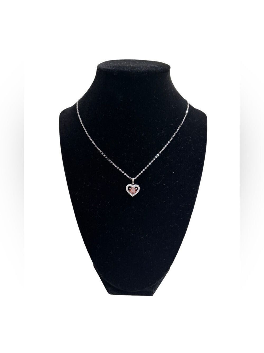 Moissanite over 925 Sterling Silver Heart Pendant Necklace